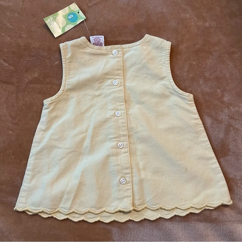 Gymboree Baby Girl Yellow Floral Embroidered Scallop Hem Top 12-18 Months NWT